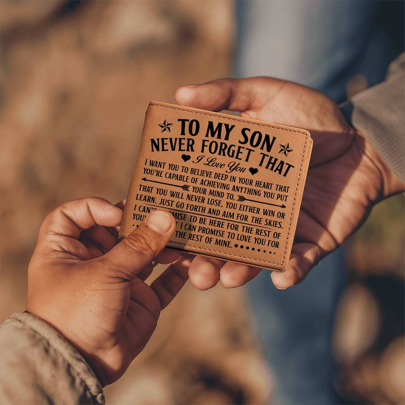 To My Son Skies (Black) – Leather Wallet